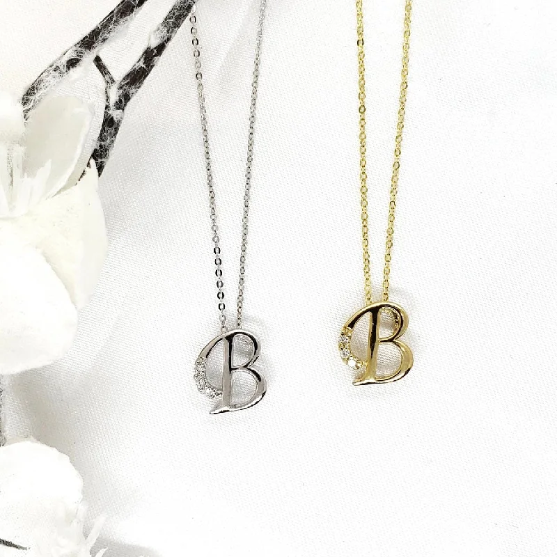 women’s necklaces -10k Gold Diamond Initial Necklace