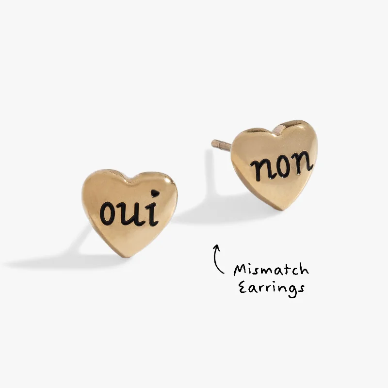 stud earrings for women -Oui & Non Heart Stud Earrings