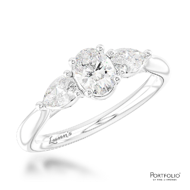 diamond wedding rings -Three Stone 0.41ct D SI1 Diamond Platinum Ring