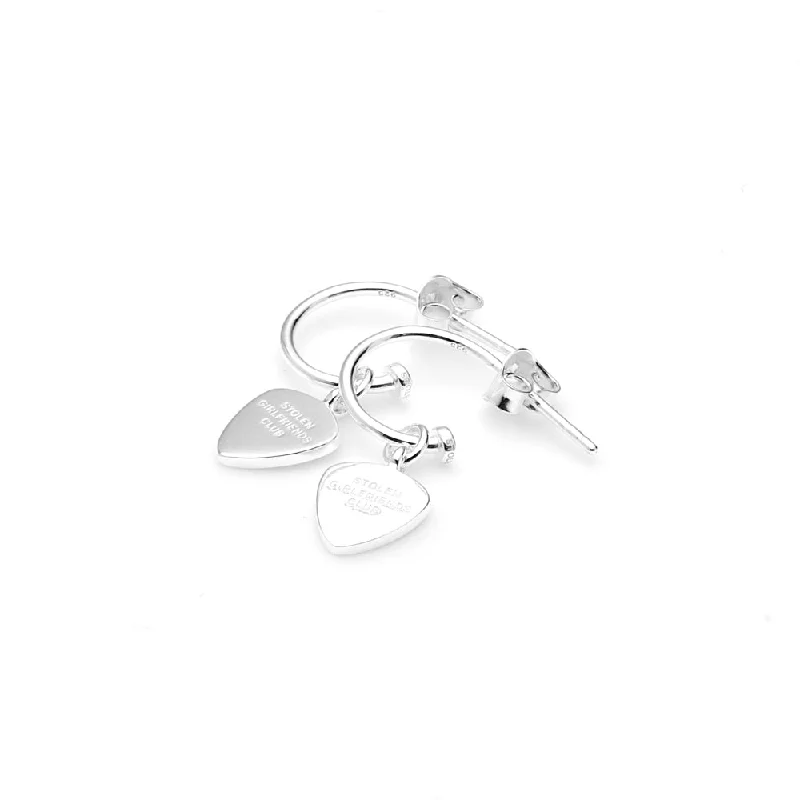 trendy earrings for parties -Stolen Girlfriends Club Guitar Pic Anchor Earrings - Sterling Silver