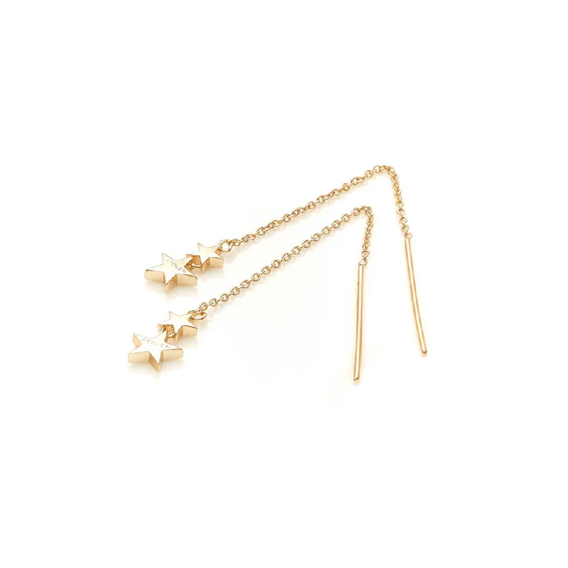 gold-plated earrings for women -Stolen Girlfriends Club Falling Stolen Star Thread Earrings - Gold Plated