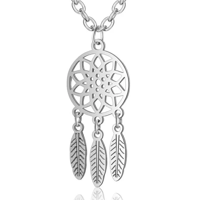 silver necklaces for women -Small Dreamcatcher Necklace