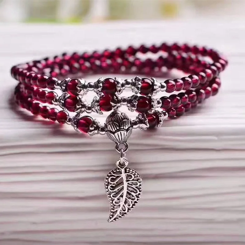 silver chain bracelets for women -Wine Red Garnet Bracelet