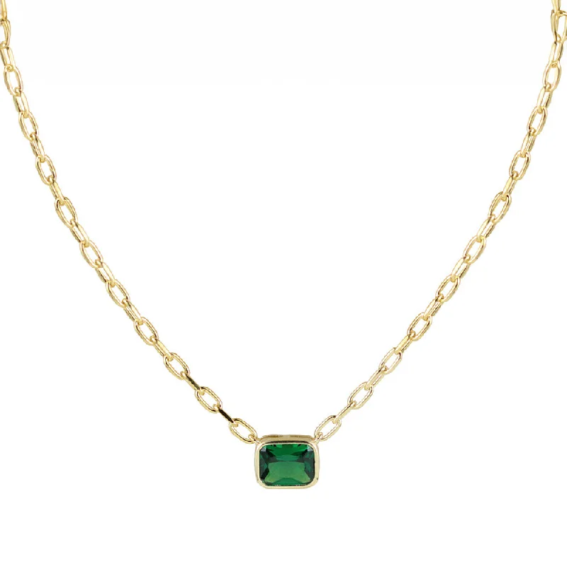 symbolic necklaces for women -THE GREEN EMERALD REDA LINK NECKLACE