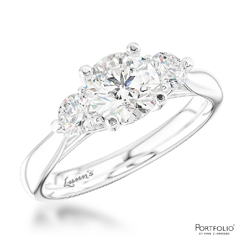 stylish rings for women -Three Stone 0.60ct G SI1 Diamond Platinum Ring