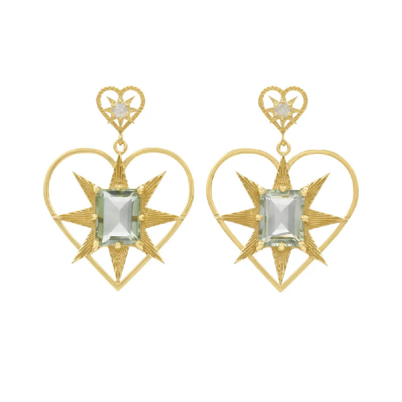 gold earrings for women -Zoe & Morgan Shining Heart Earrings - Gold Plated