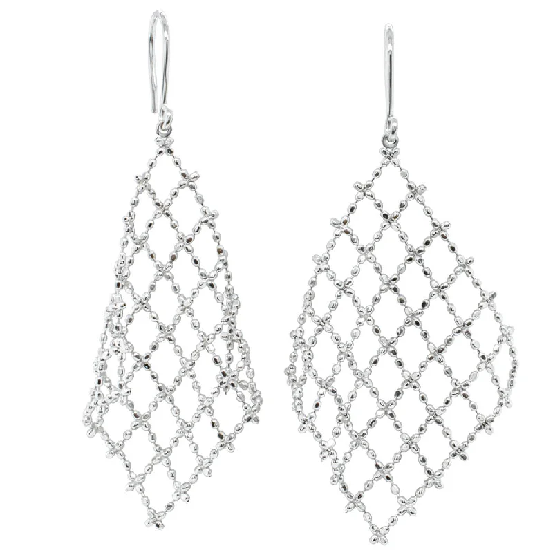 trendy dangling earrings -18ct White Gold Gimlet Drop Earrings