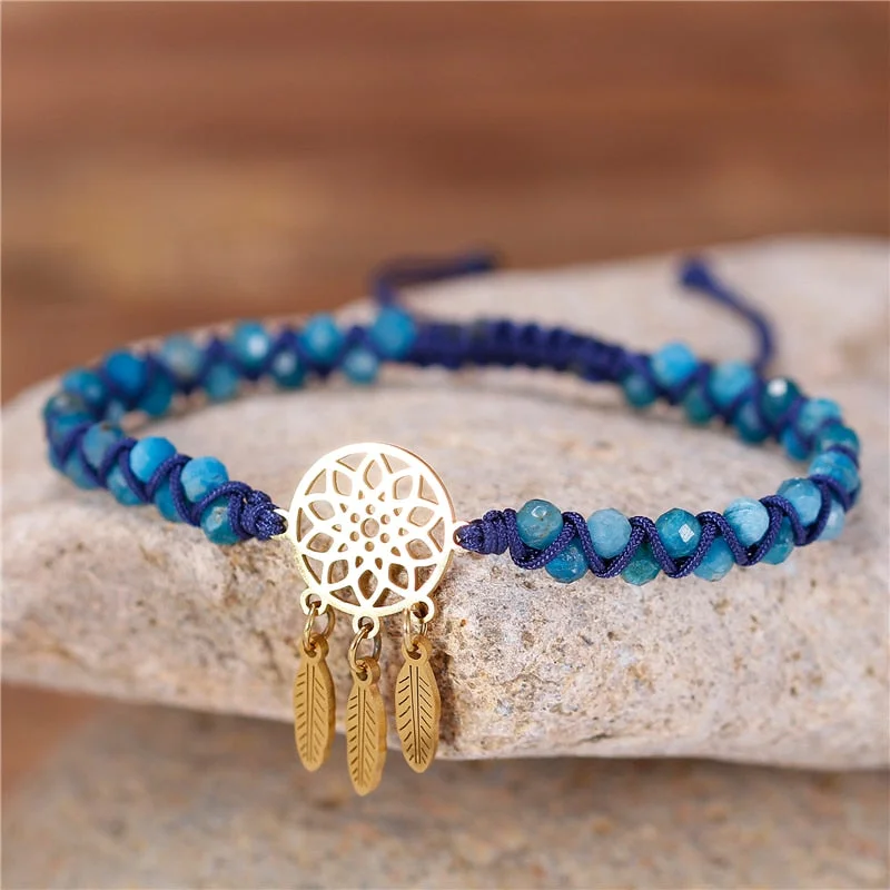 silver bracelets for women -Manifestation Mandala Apatite Bracelet