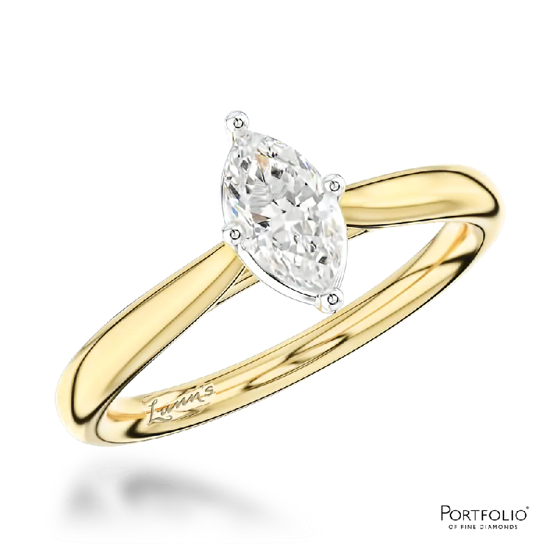 women’s engagement rings sets -Solitaire 0.51ct D VS2 Diamond Yellow Gold/Platinum Ring