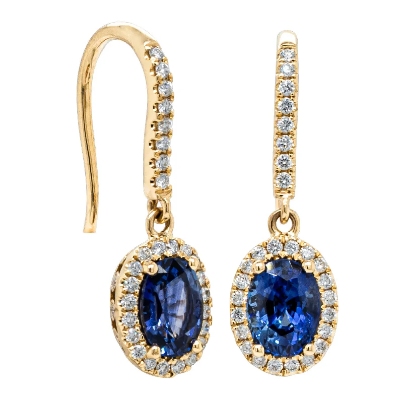 romantic earrings for women -18ct Yellow Gold 2.05ct Sapphire & Diamond Mini Sierra Earrings