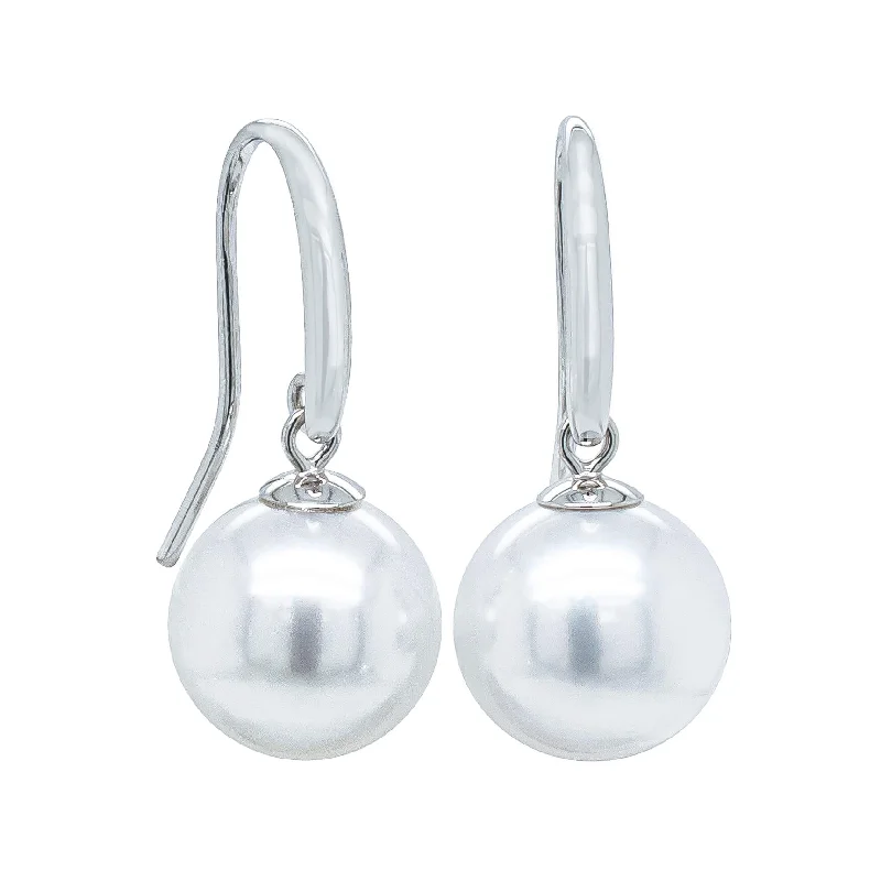 pearl earrings for women -9ct White Gold 10mm South Sea Pearl Earrings