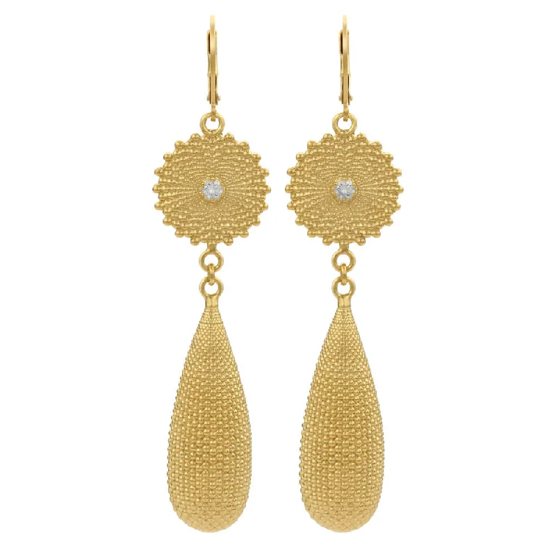 statement earrings with pearls -Zoe & Morgan Sunshine Earrings - Gold Plated & White Zircon