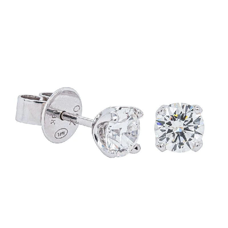 gemstone stud earrings -18ct White Gold 1.00ct Diamond Blossom Earrings