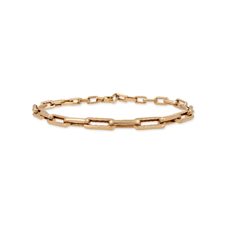 gold-plated bangles for women -GRADUATED RECTANGLE LINK BRACELET