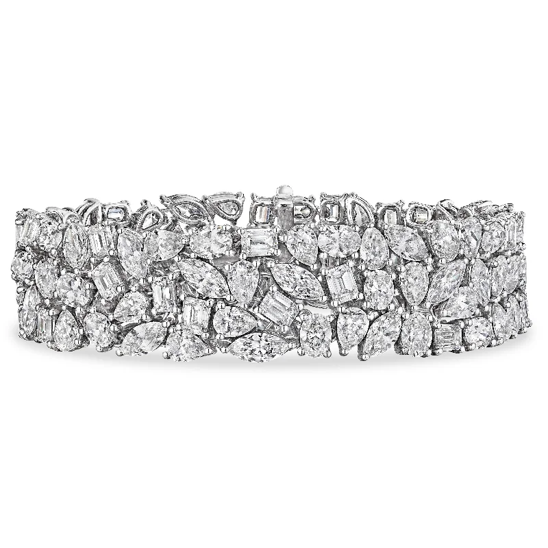 cuff bangles for women -Multi-Shape Diamond Bracelet, 35 CT