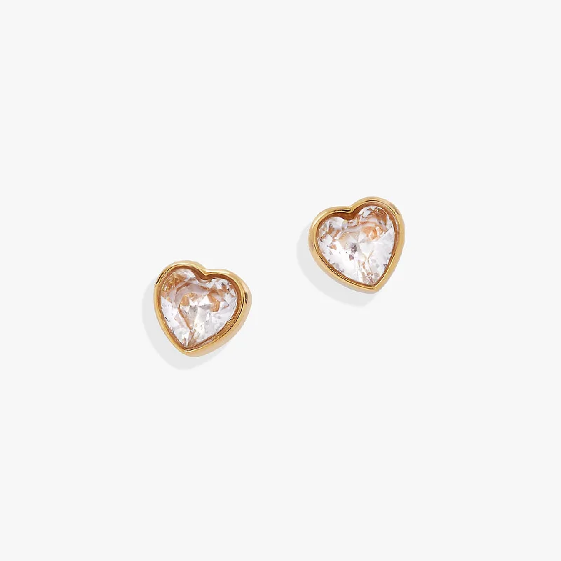 classic gold hoop earrings -Crystal Heart Mini Stud Earrings