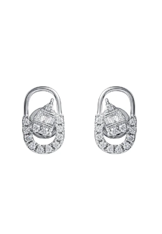 statement earrings for women -TOMEI Opulent Ovals Collection Diamond Earrings, White Gold 585