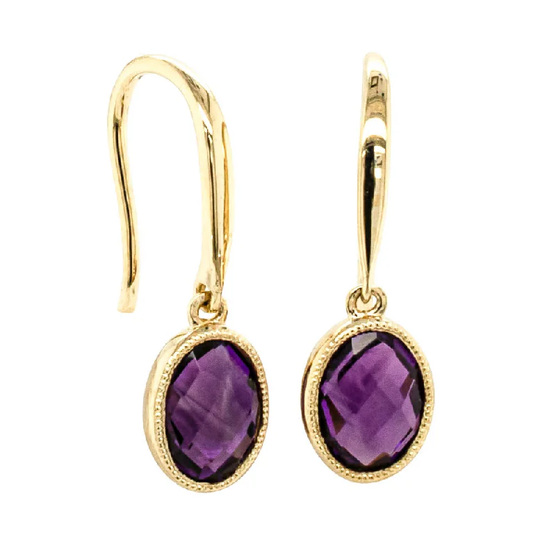 stylish earrings for women -9ct Yellow Gold Amethyst Lavender Earrings