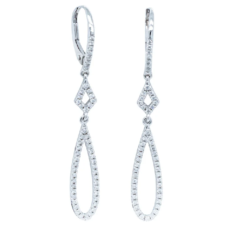 dangling earrings for women -18ct White Gold .42ct Diamond Drop Earrings