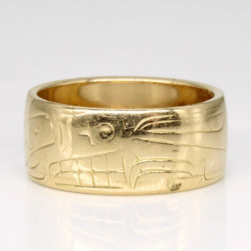 personalized engraved rings -14k Yellow Gold Indigenous Art Ring | SZ 5.5 |