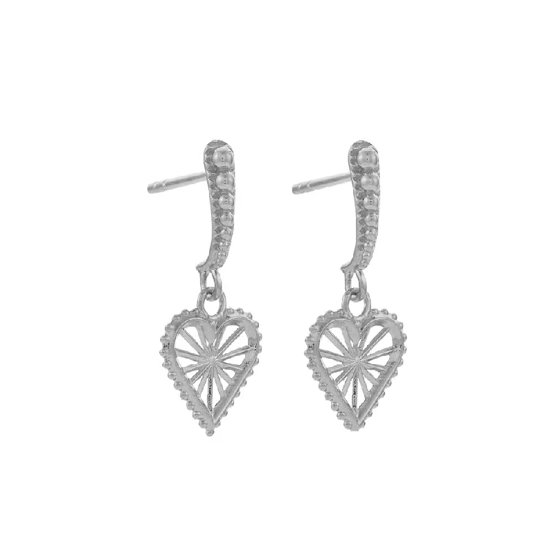 women’s birthstone earrings -Zoe & Morgan x Walker & Hall Mini Sweet Heart Earrings - Sterling Silver