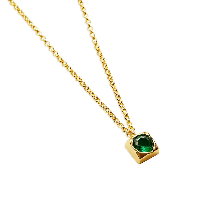 bridal shower necklaces for women -THE MULTICOLOR EMERALD SINGLE BEZEL