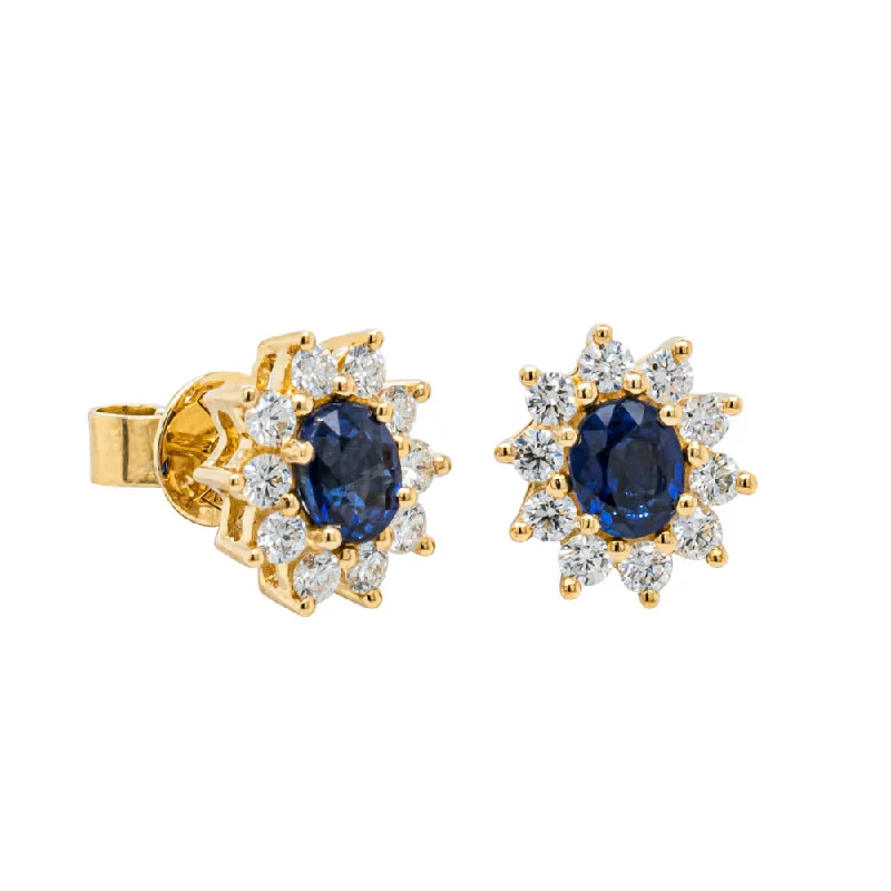 crystal drop earrings for evening -18ct Yellow Gold .94ct Sapphire & Diamond Earrings