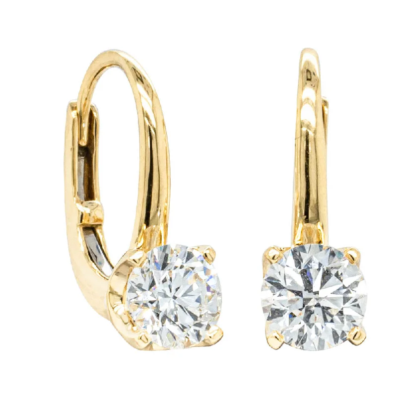 women’s bold earrings -18ct Yellow Gold 1.40ct Diamond Blossom Hook Earrings