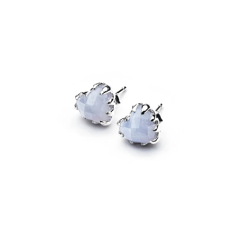 silver hoop earrings for women -Stolen Girlfriends Club Love Claw Earrings - Sterling Silver & Blue Lace Agate