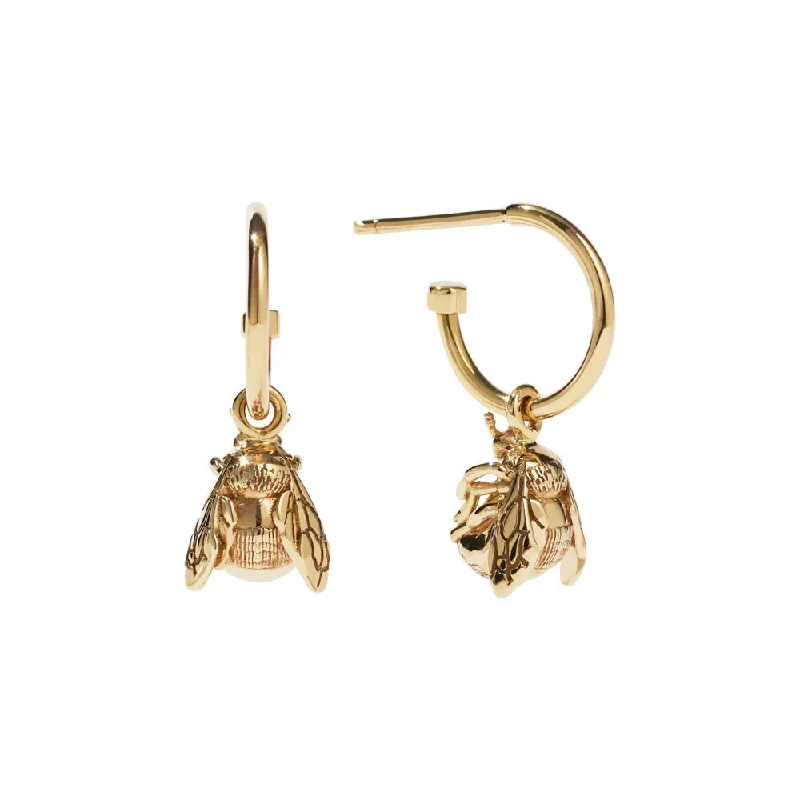 sterling silver hoop earrings -Meadowlark Bee Signature Hoop Earrings - Gold Plated