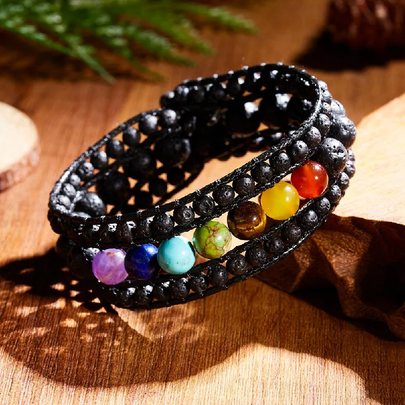 bohemian style bangles for women -7 Chakra Diffuser Bracelet