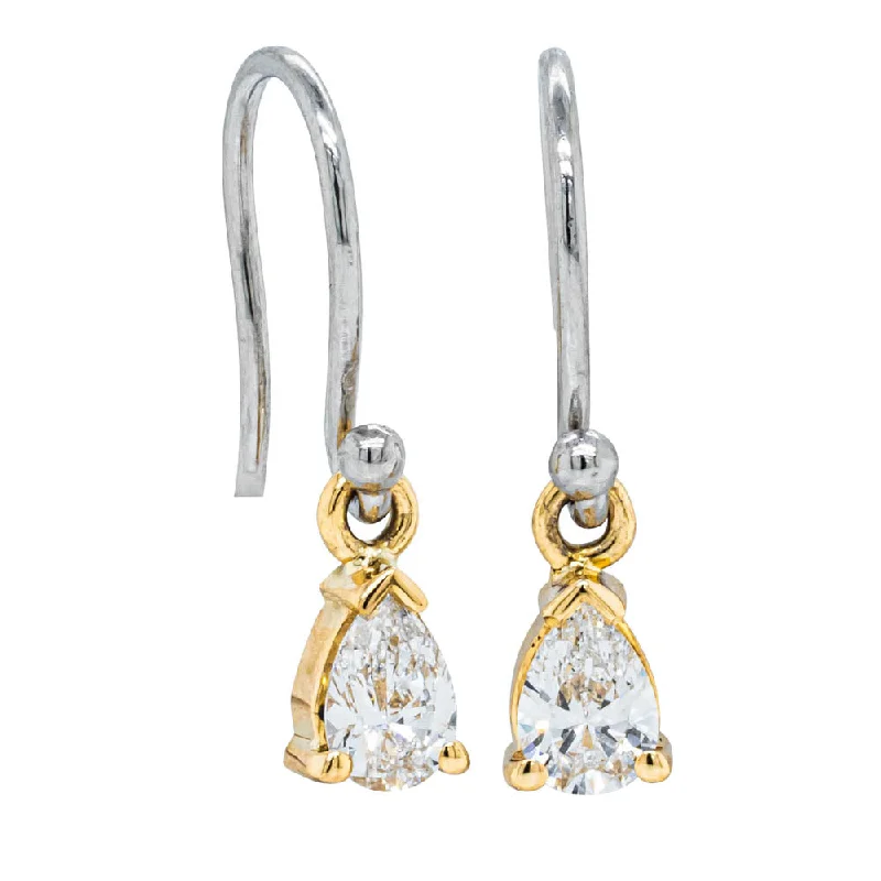 silver stud earrings for women -Deja Vu 18ct Yellow Gold & Platinum .60ct Diamond Earrings