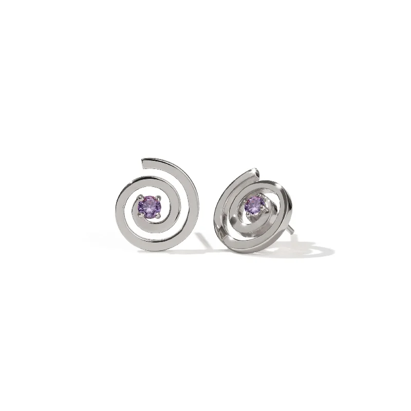 crystal stud earrings -Meadowlark Amethyst Spiral Studs - Sterling Silver