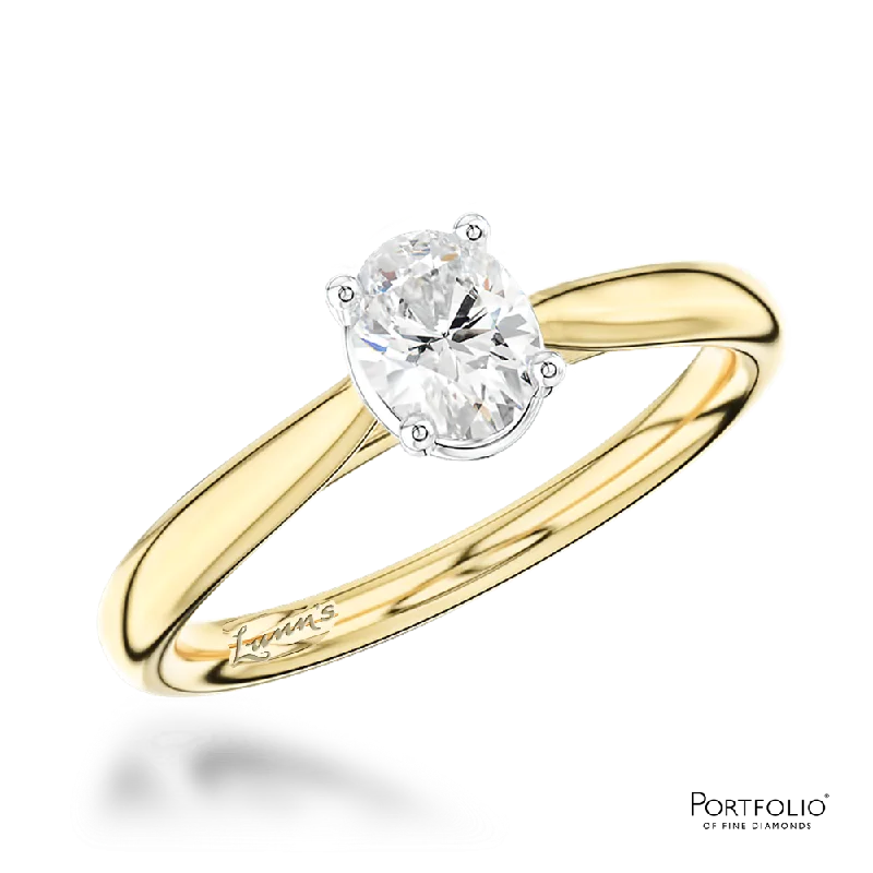 luxury rings for women -Solitaire 0.46ct F VS2 Diamond Yellow Gold/Platinum Ring