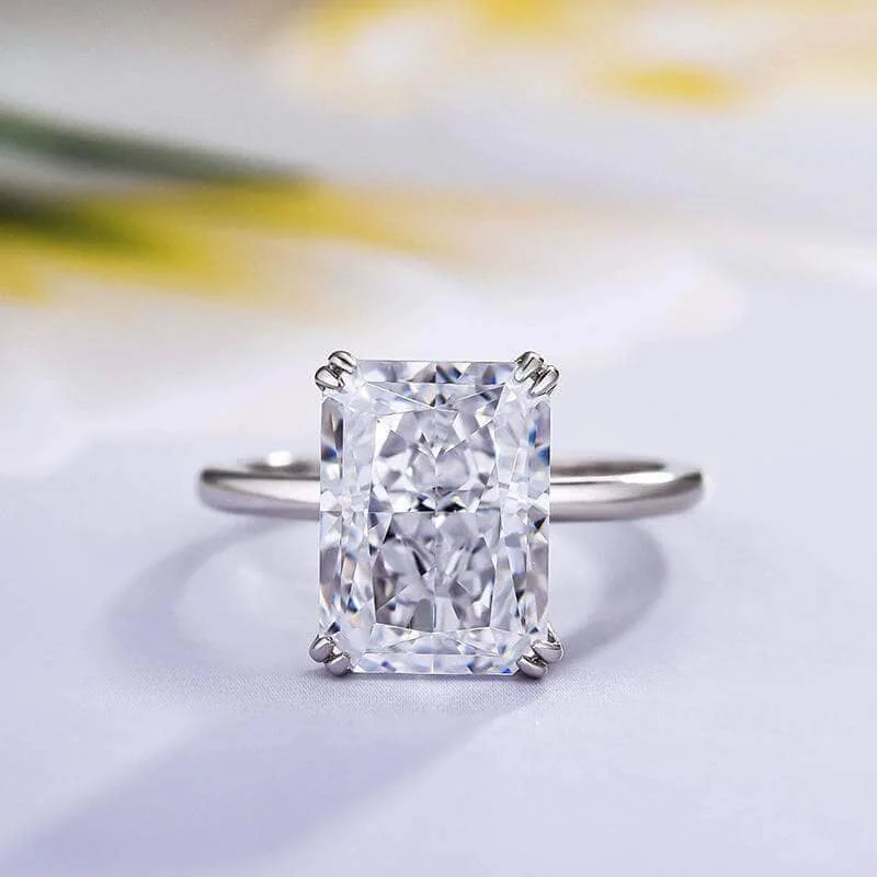 personalized engagement rings -Radiant Cut Simulated Diamond Engagement Ring