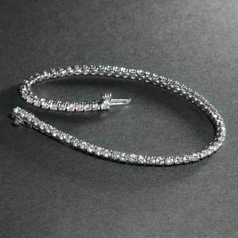 spiral bangles for women -Three Carat Diamond Line Bracelet