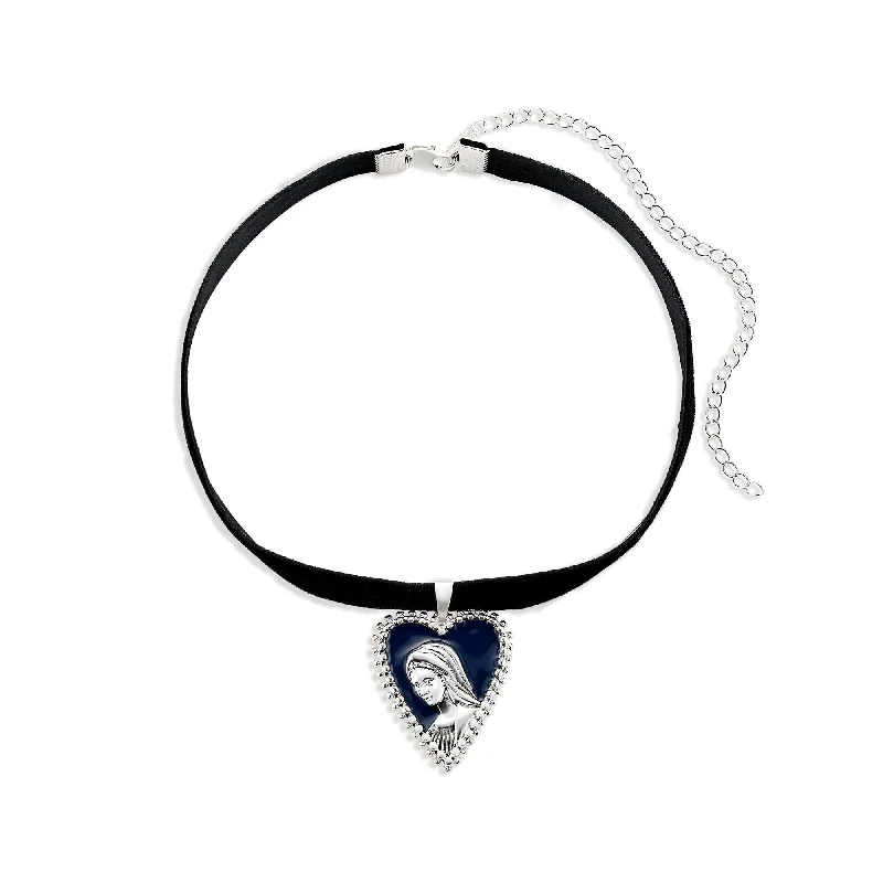 sparkling crystal necklaces for women -VIRGIN VELVET CHOKER SAPPHIRE BLUE (MIRROR PALAIS X THE M JEWELERS)