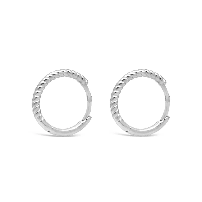 diamond earrings for women -TWISTED PLAIN HOOP SILVER EARRING