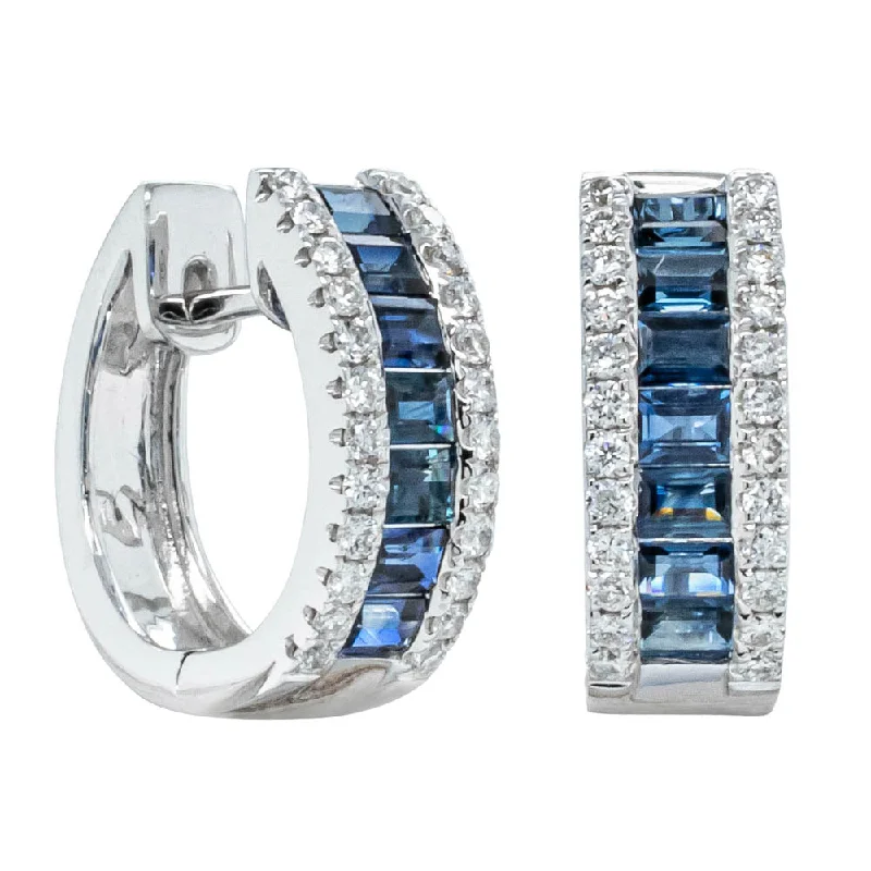 crystal stud earrings -18ct White Gold 1.36ct Sapphire & Diamond Earrings