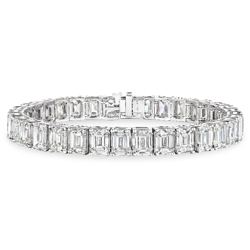 women’s bangles sets -Emerald Cut Diamond Tennis Bracelet, 35 CT