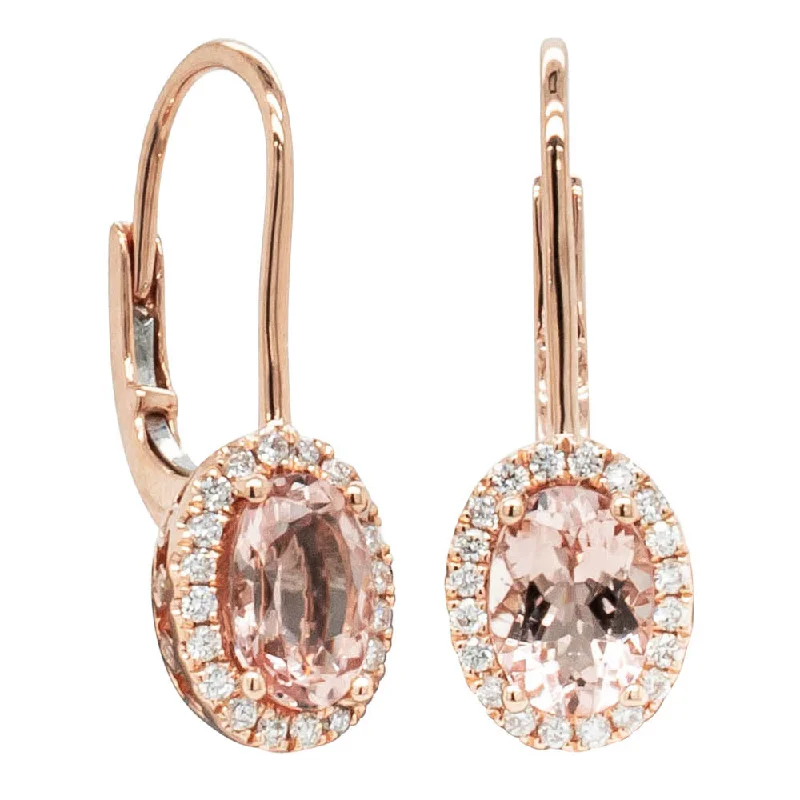 cute earrings for women -18ct Rose Gold 1.52ct Morganite & Diamond Mini Sierra Earrings