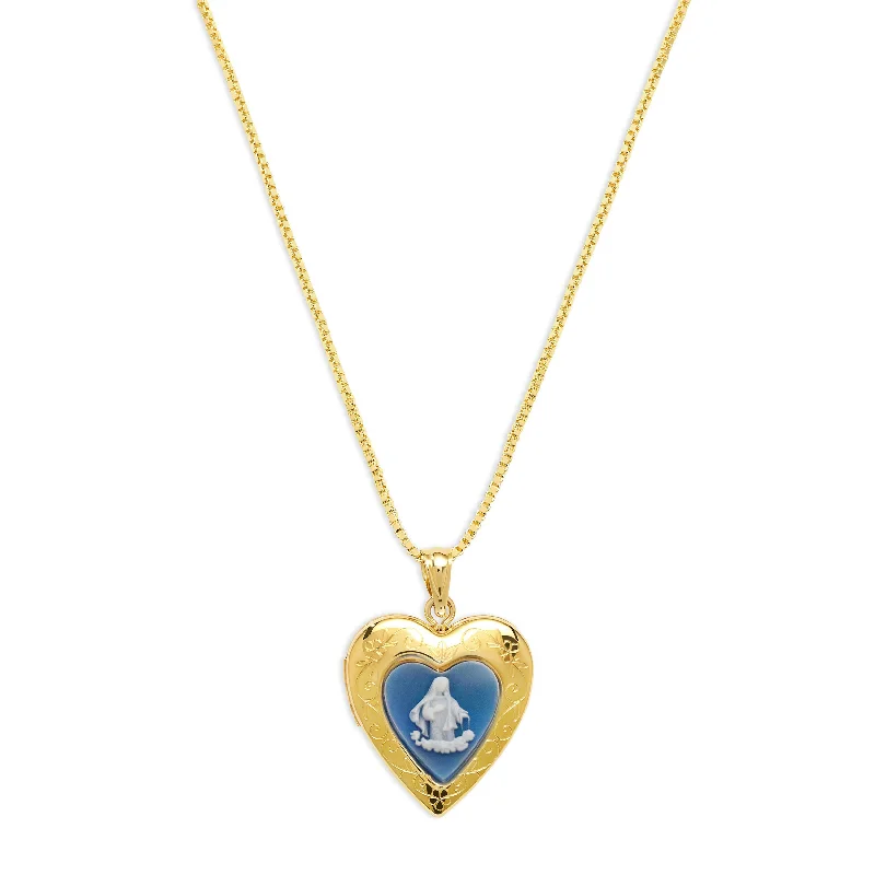 delicate crystal necklaces for women -THE BLUE MARY PHOTO LOCKET NECKLACE