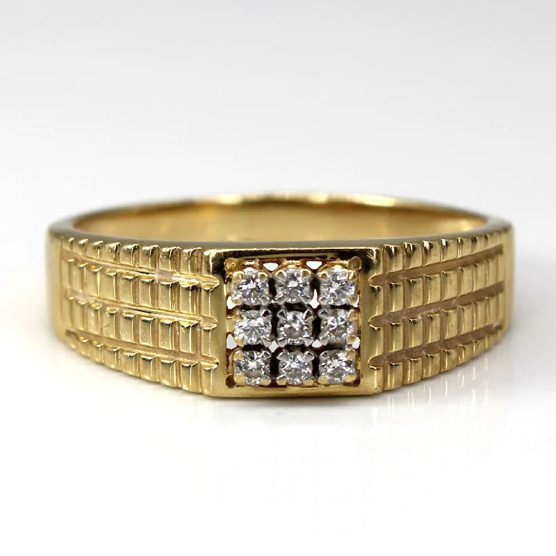 classic gold rings for women -Textured Cluster Diamond Gold Ring | 0.18ctw | SZ 10.75 |