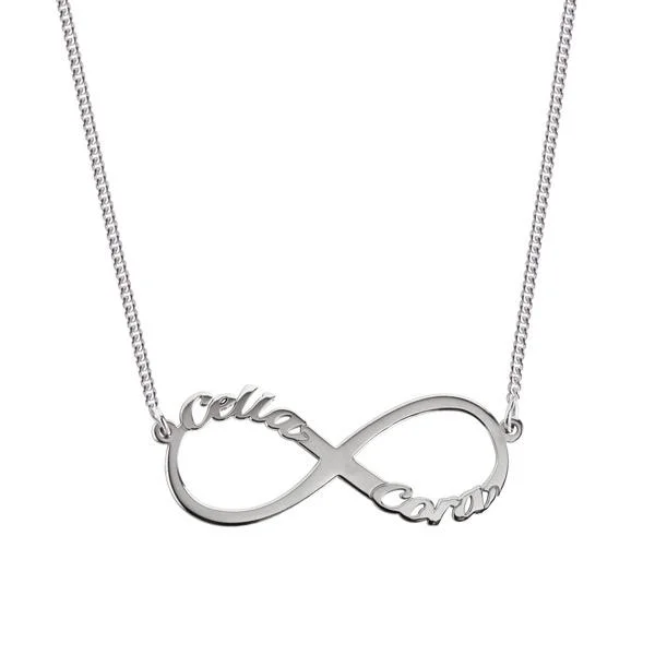 symbolic necklaces for women -Custom Infinity 2 Names Silver Necklace