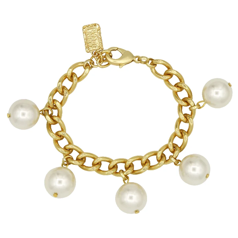 wedding bangles for brides -Maxi Pearls Charms Bracelet