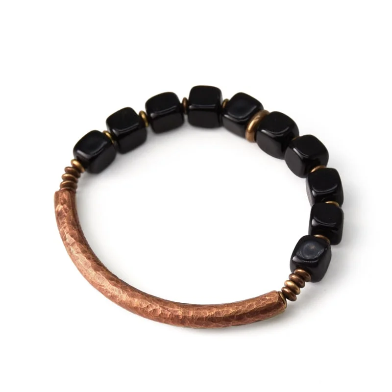 stunning gold bangles for women -Copper Obsidian Protection Bracelet