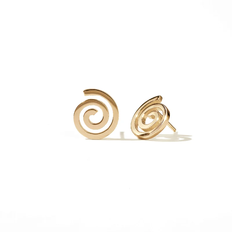 fashion gold earrings -Meadowlark Spiral Studs - Gold Plated