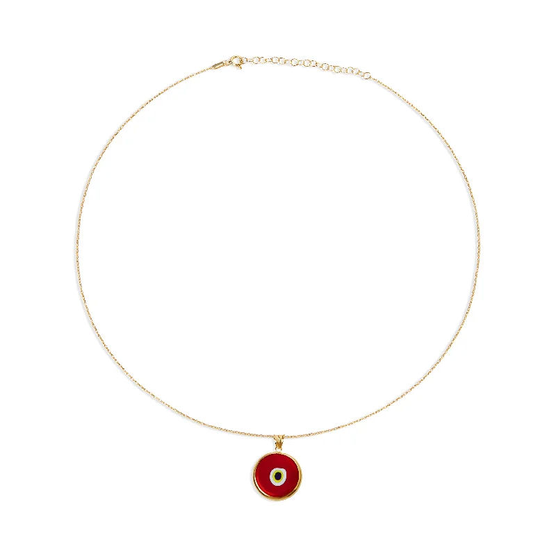 women’s pearl pendants -THE RED ACRYLIC EVIL EYE PENDANT NECKLACE