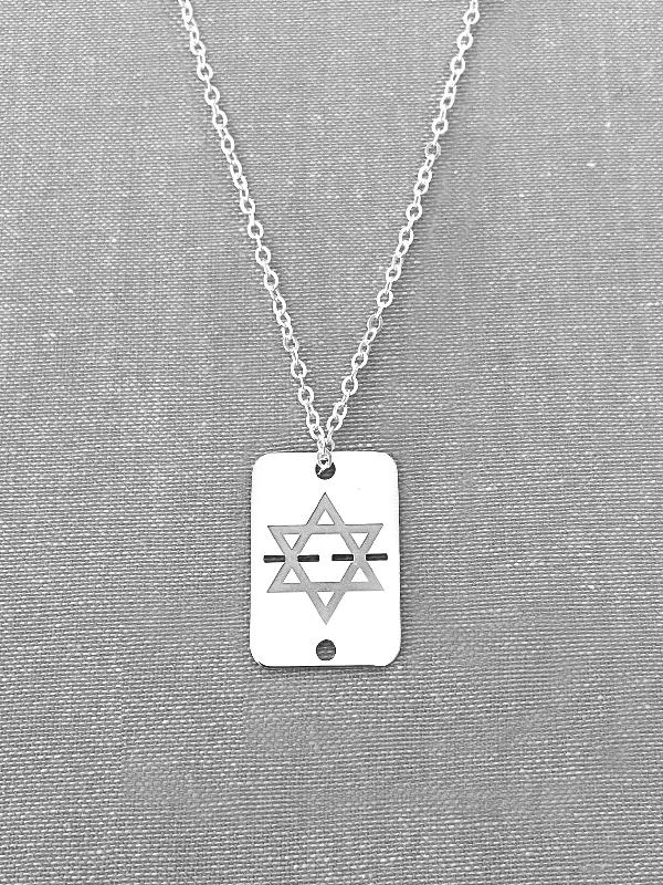 charm necklaces for women -Shield Star of David ID Tag Necklace