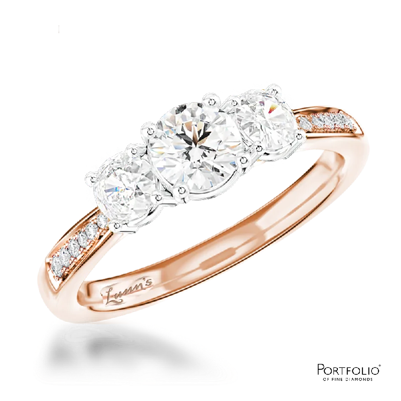 unique sapphire rings -Memoire Three Stone 0.30ct E SI1 Diamond Rose Gold/Platinum Ring